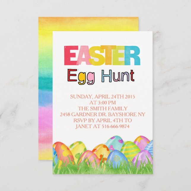 Easter Egg Hunt watercolors Invitation (Front/Back)