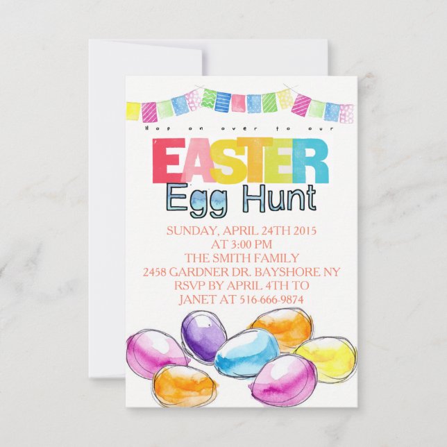 Easter Egg Hunt watercolors Invitation (Front)