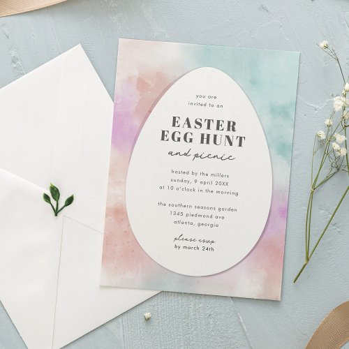 Easter Egg Hunt with Pastel Watercolor Invitation