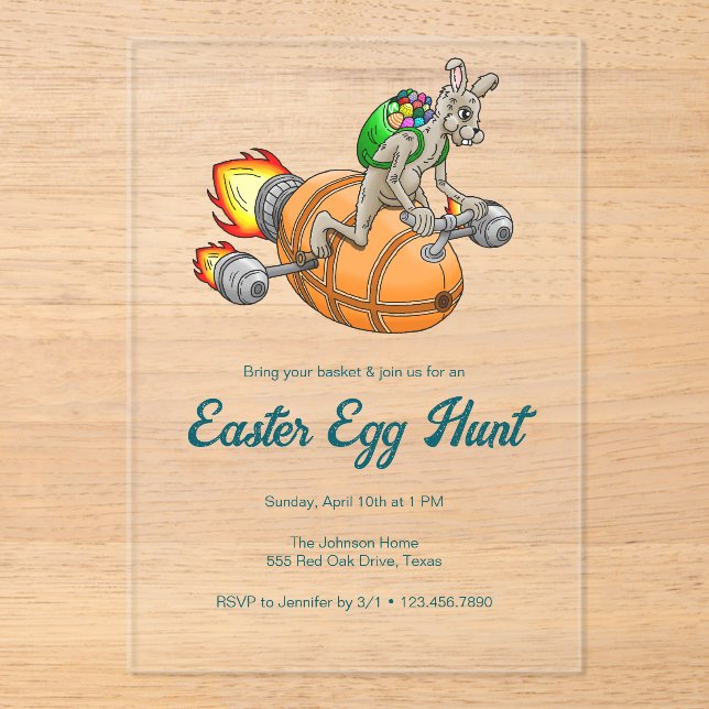 Easter Egg Hunt with Rocket Bunny Acrylic Invitations (Front)