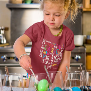 Easter Egg Hunt Word Cloud with Kid Name Red T-Shirt