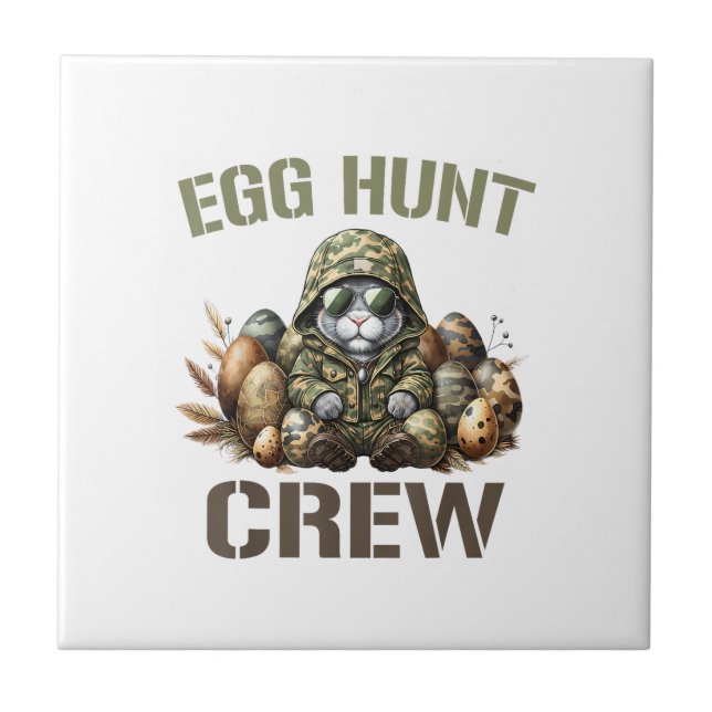 Easter Egg Hunter Crew Camo Hunting Easter Day T-S Ceramic Tile (Front)