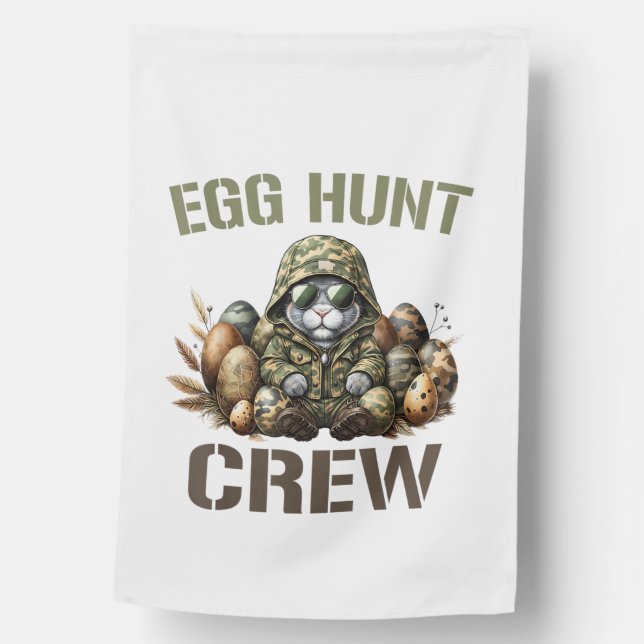 Easter Egg Hunter Crew Camo Hunting Easter Day T-S House Flag (Front)