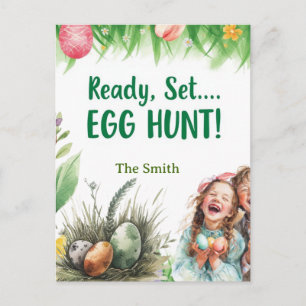 Easter egg hunting postcard