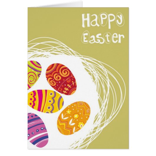 Easter Egg in Nest on Green Background Cards (Front)