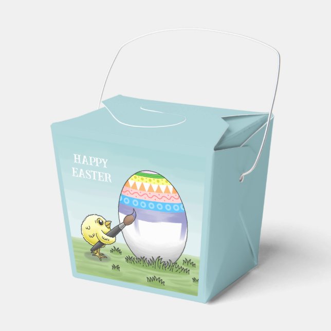 Easter egg is painted by the Yellow chick Favor Boxes (Front Side)