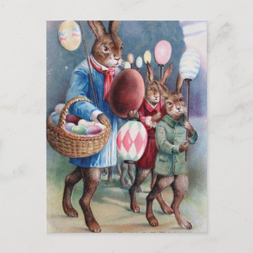 Easter Egg Lanterns Bunny Parade Holiday Postcard