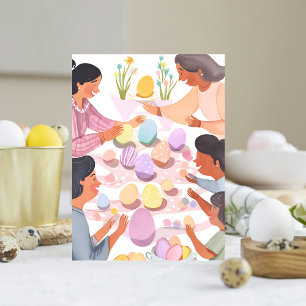 Easter Egg Painting Handmade Watercolor Easter Holiday Postcard