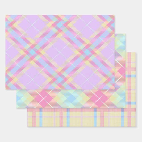 Easter Egg Pastel Plaid  Wrapping Paper Sheets
