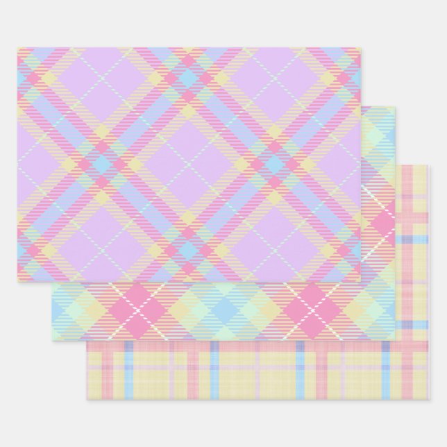 Easter Egg Pastel Plaid  Wrapping Paper Sheets (Set)