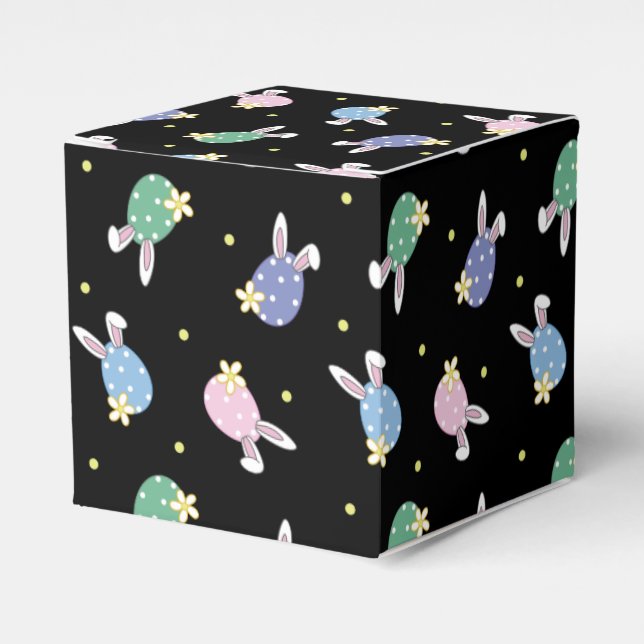  Easter Egg Pattern Favor Box - Black and Pastel (Front Side)