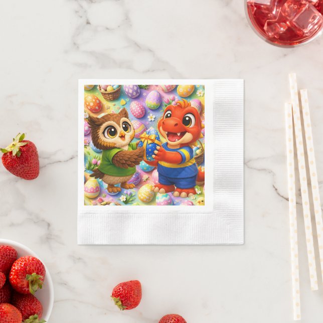 Easter egg pattern kids party napkins (Insitu)