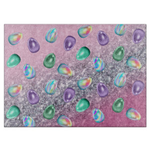 Easter Egg Pink Purple Tie Dye Glitter Glam Cutting Board