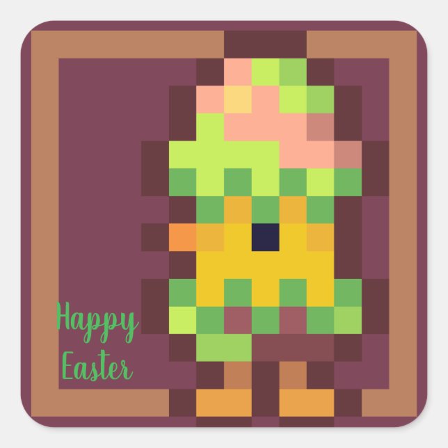 Easter egg Pixelart, Pixel Art Square Sticker (Front)