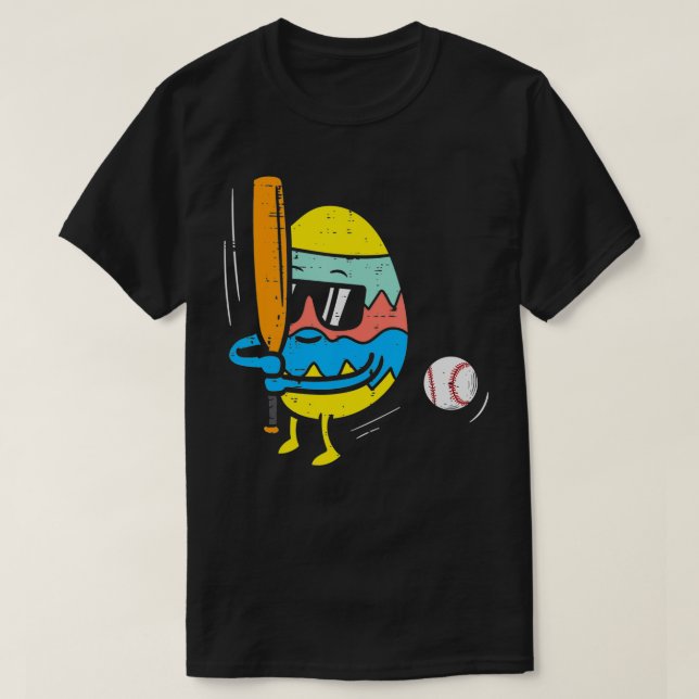 Easter Egg Playing Baseball Cute Sports Men Boys K T-Shirt (Design Front)