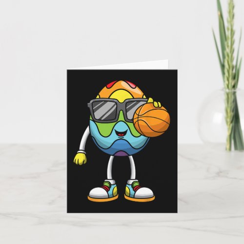 Easter Egg Playing Basketball Sports Boys Men Kids Card