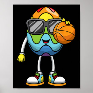 Easter Egg Playing Bysketbyll Sports Boys Men Kids Poster