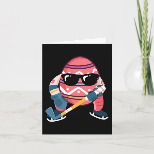 Easter Egg Playing Ice Hockey Cute Sports Lover Ea Card