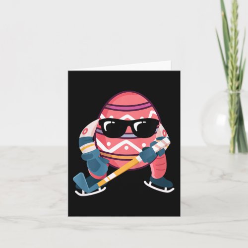 Easter Egg Playing Ice Hockey Cute Sports Lover Ea Card