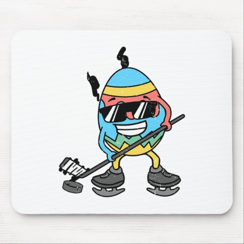 Easter Egg Playing Ice Hockey Cute Sports Men Boys Mouse Pad