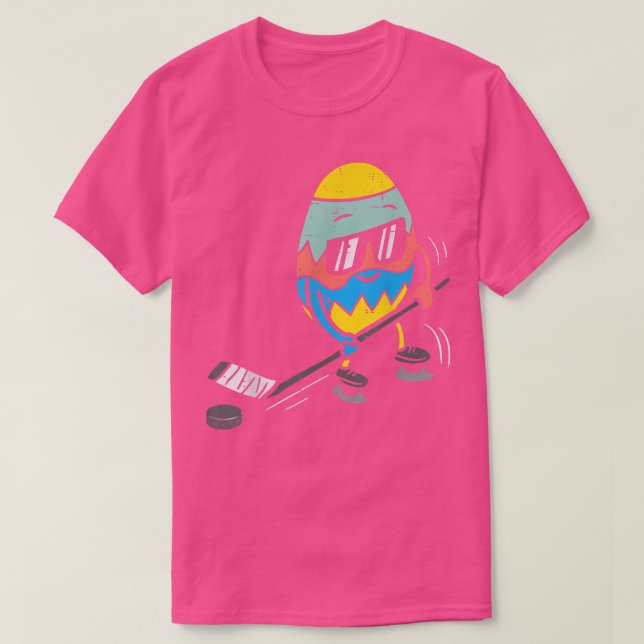 Easter Egg Playing Ice Hockey Cute Sports Men Boys T-Shirt (Design Front)