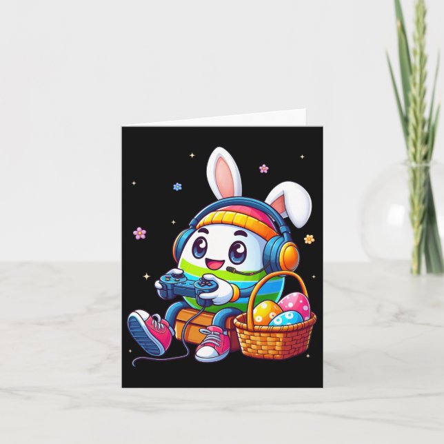 Easter Egg Playing Video Game For Gamer Boys Men T Card (Front)
