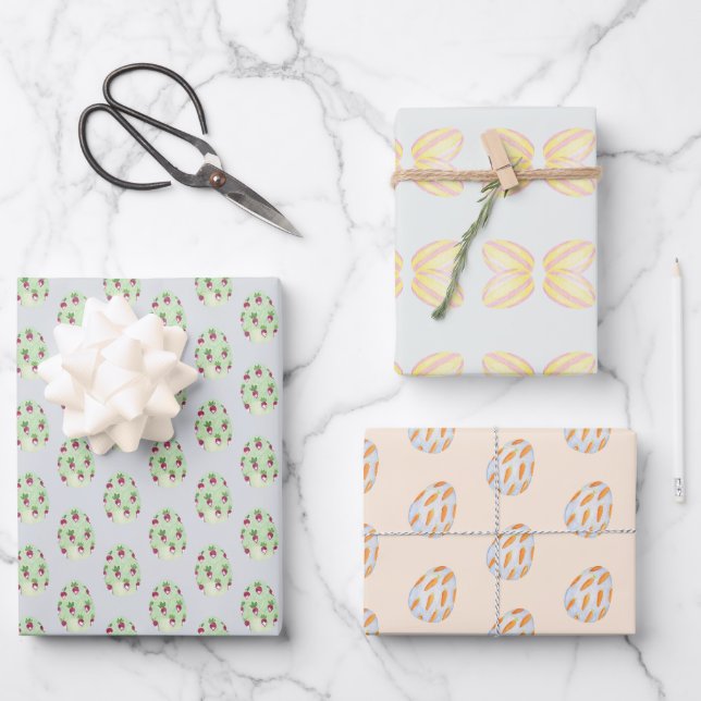 Easter Egg Preppy Wrapping Paper Sheets (Front)