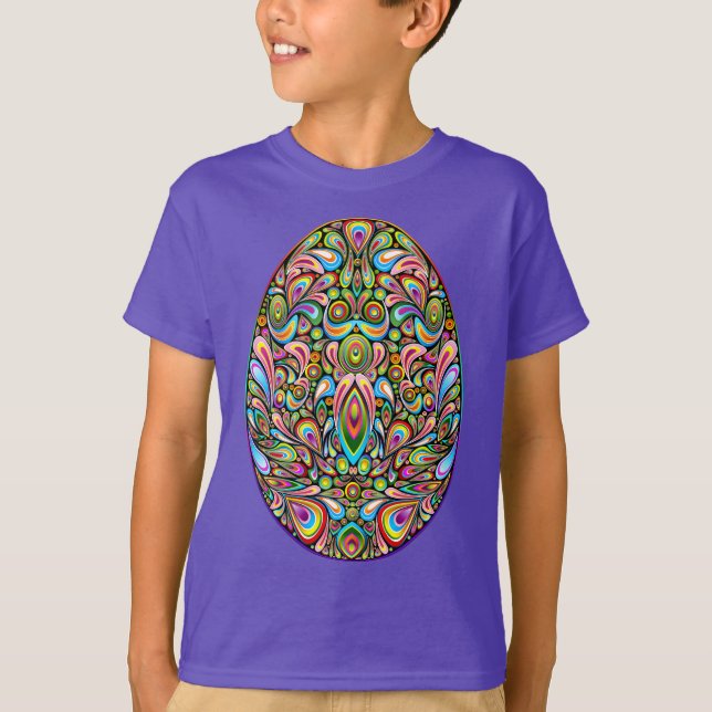 Easter Egg Psychedelic Design Kids Organic T-Shirt (Front)