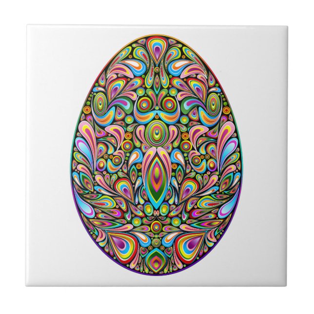 Easter Egg Psychedelic Design Kids Organic T-Shirt Ceramic Tile (Front)