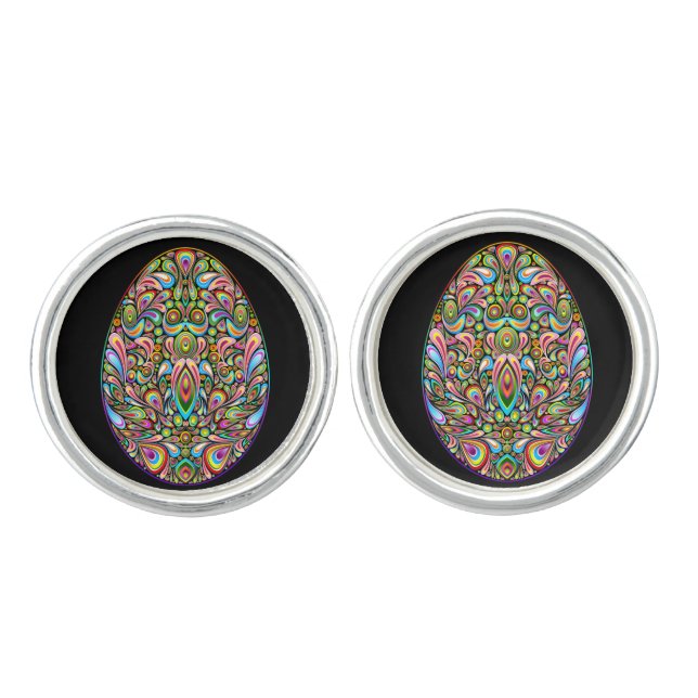 Easter Egg Psychedelic Design Kids Organic T-Shirt Cufflinks (Front)