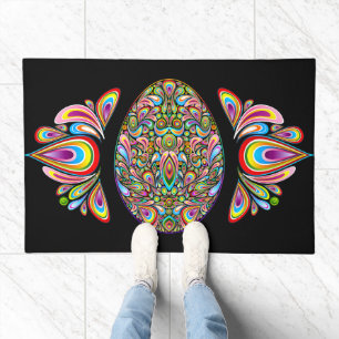Easter Egg Psychedelic Design Kids Organic T-Shirt Doormat