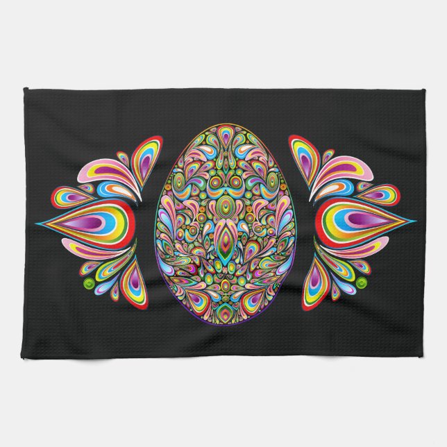 Easter Egg Psychedelic Design Kids Organic T-Shirt Kitchen Towel (Horizontal)