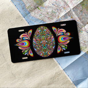 Easter Egg Psychedelic Design Kids Organic T-Shirt License Plate