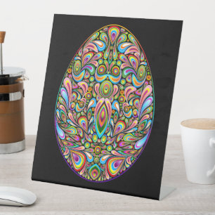 Easter Egg Psychedelic Design Kids Organic T-Shirt Pedestal Sign