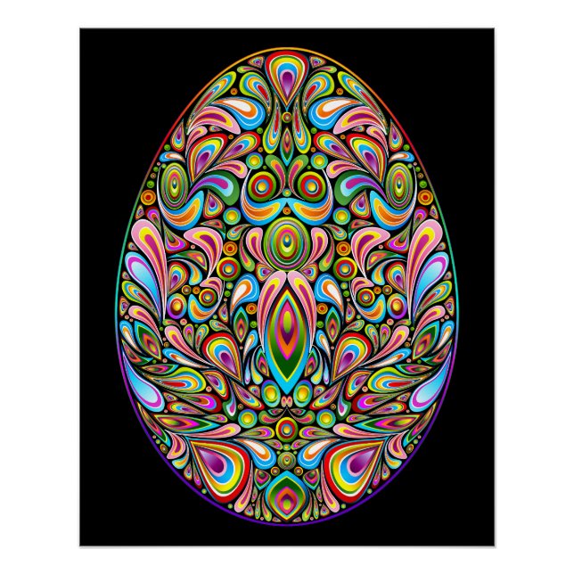 Easter Egg Psychedelic Design Kids Organic T-Shirt Poster (Front)