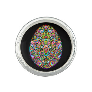 Easter Egg Psychedelic Design Kids Organic T-Shirt Ring