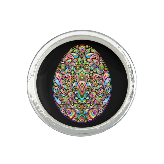 Easter Egg Psychedelic Design Kids Organic T-Shirt Ring (Front)