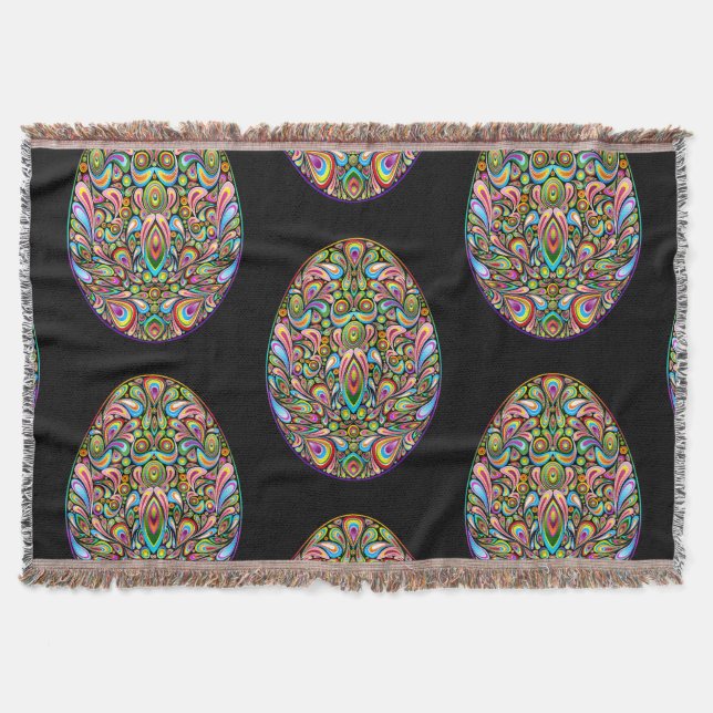 Easter Egg Psychedelic Design Kids Organic T-Shirt Throw Blanket (Front)