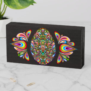 Easter Egg Psychedelic Design Kids Organic T-Shirt Wooden Box Sign