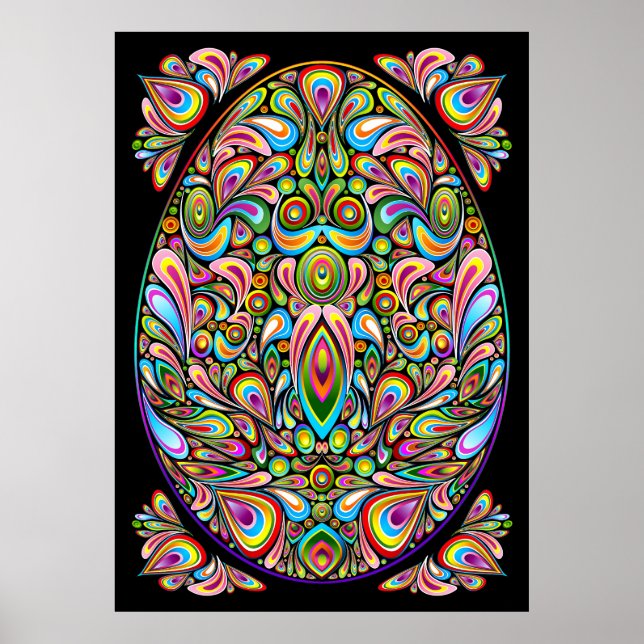 Easter Egg Psychedelic Design Poster (Front)