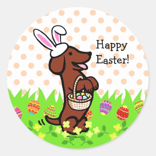 Easter Egg Red Smooth Haired Dachshund Classic Round Sticker