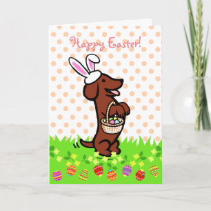 Easter Egg Red Smooth Haired Dachshund Holiday Card