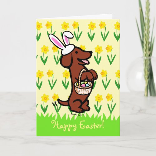 Easter Egg Red Smooth Haired Dachshund Holiday Card