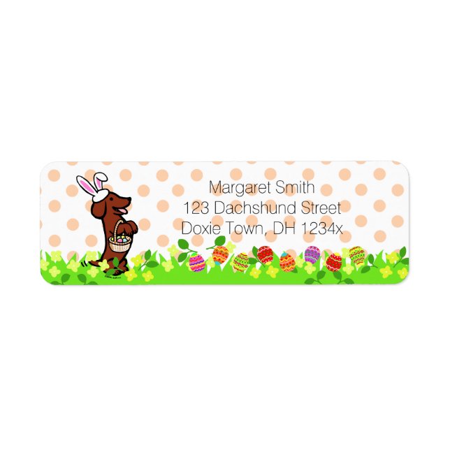 Easter Egg Red Smooth Haired Dachshund Label (Front)