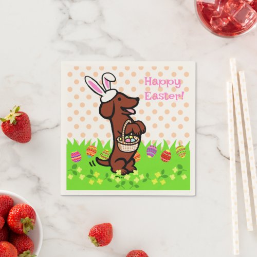 Easter Egg Red Smooth Haired Dachshund Napkins