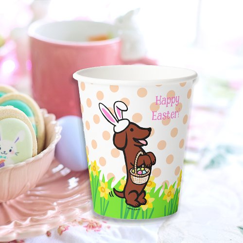Easter Egg Red Smooth Haired Dachshund Paper Cups