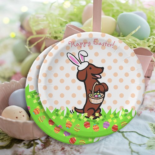 Easter Egg Red Smooth Haired Dachshund Plates