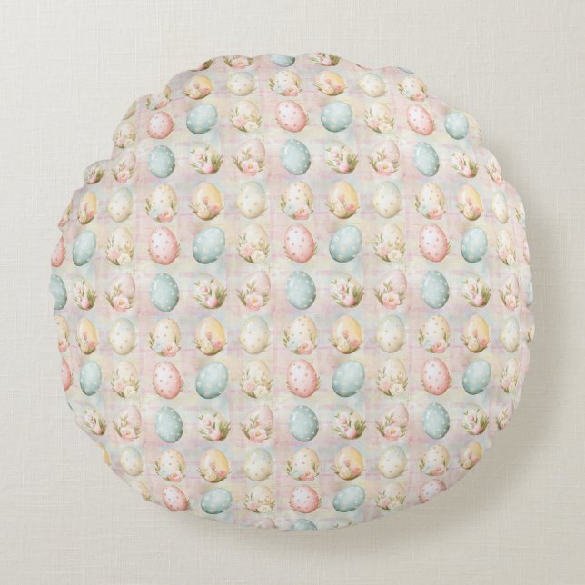 Easter Egg Seamless Fabric – Pastel  Round Pillow (Front)