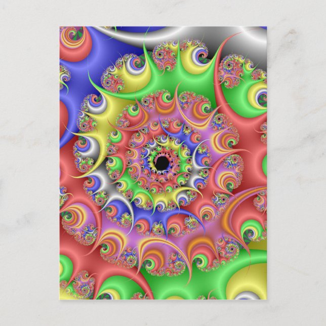 Easter Egg Spiral Fractal Holiday Postcard (Front)