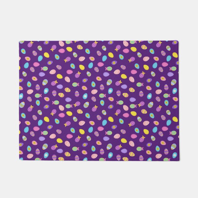 Easter Egg Style Purple Background Art Pattern Doormat (Front)